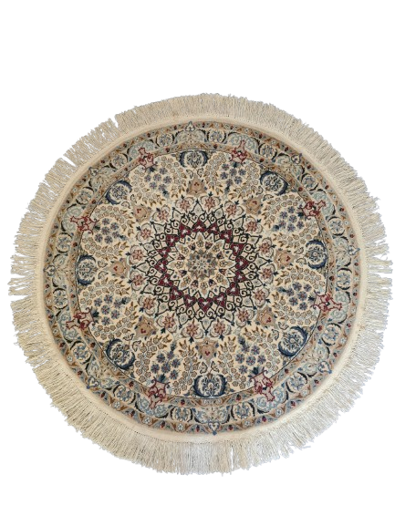 Perserteppich Orientteppich Handgeknüpfter Nain rund fein 147cm – Gallery Jarrodi