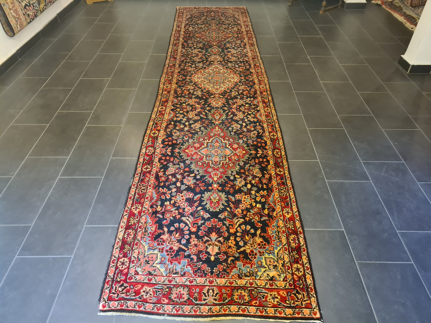 Perserteppich Orientteppich Handgeknüpfter Teppich Sarough Läufer 470x108cm