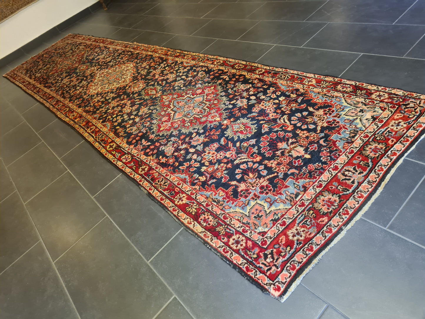 Perserteppich Orientteppich Handgeknüpfter Teppich Sarough Läufer 470x108cm