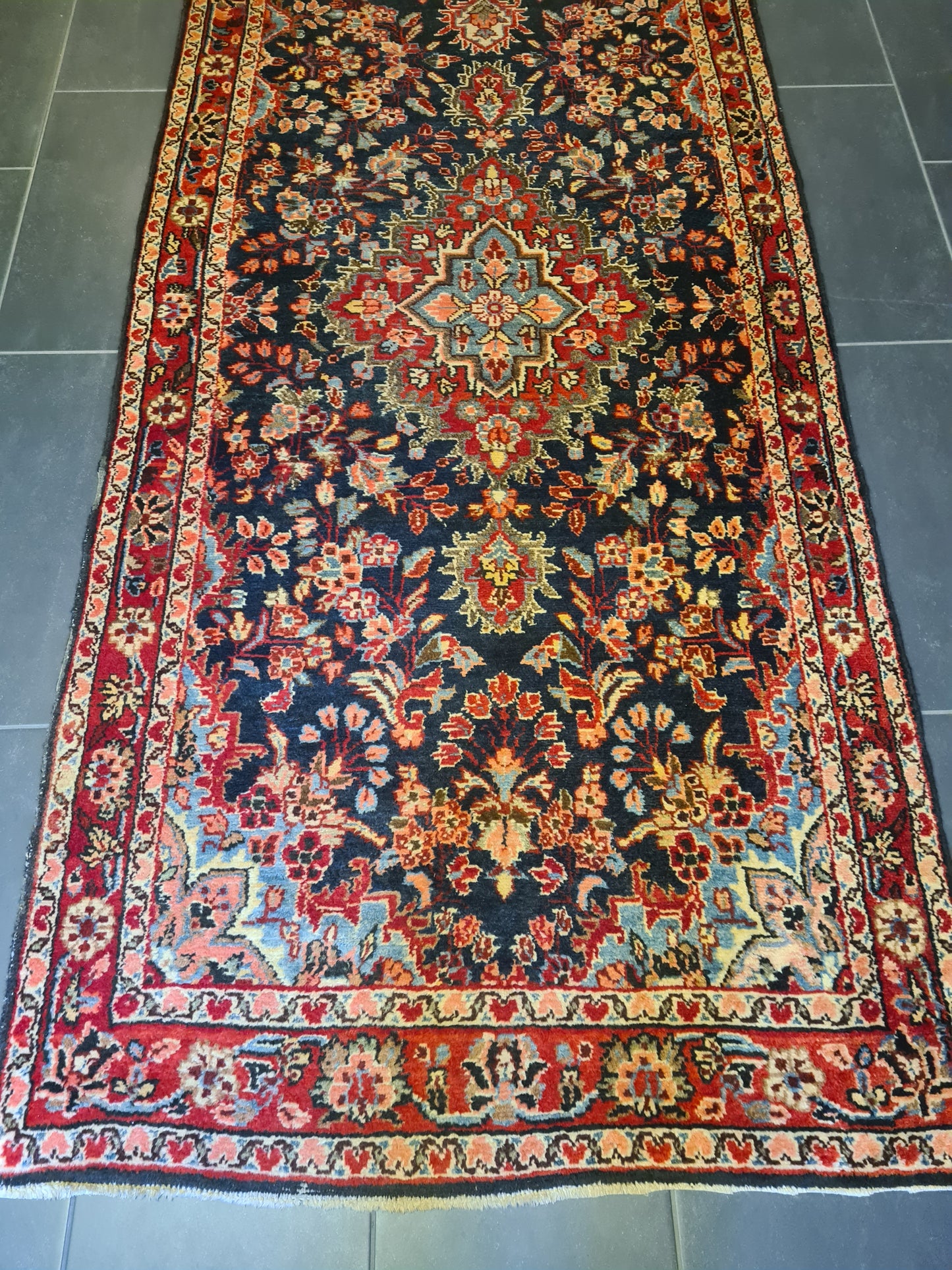 Perserteppich Orientteppich Handgeknüpfter Teppich Sarough Läufer 470x108cm