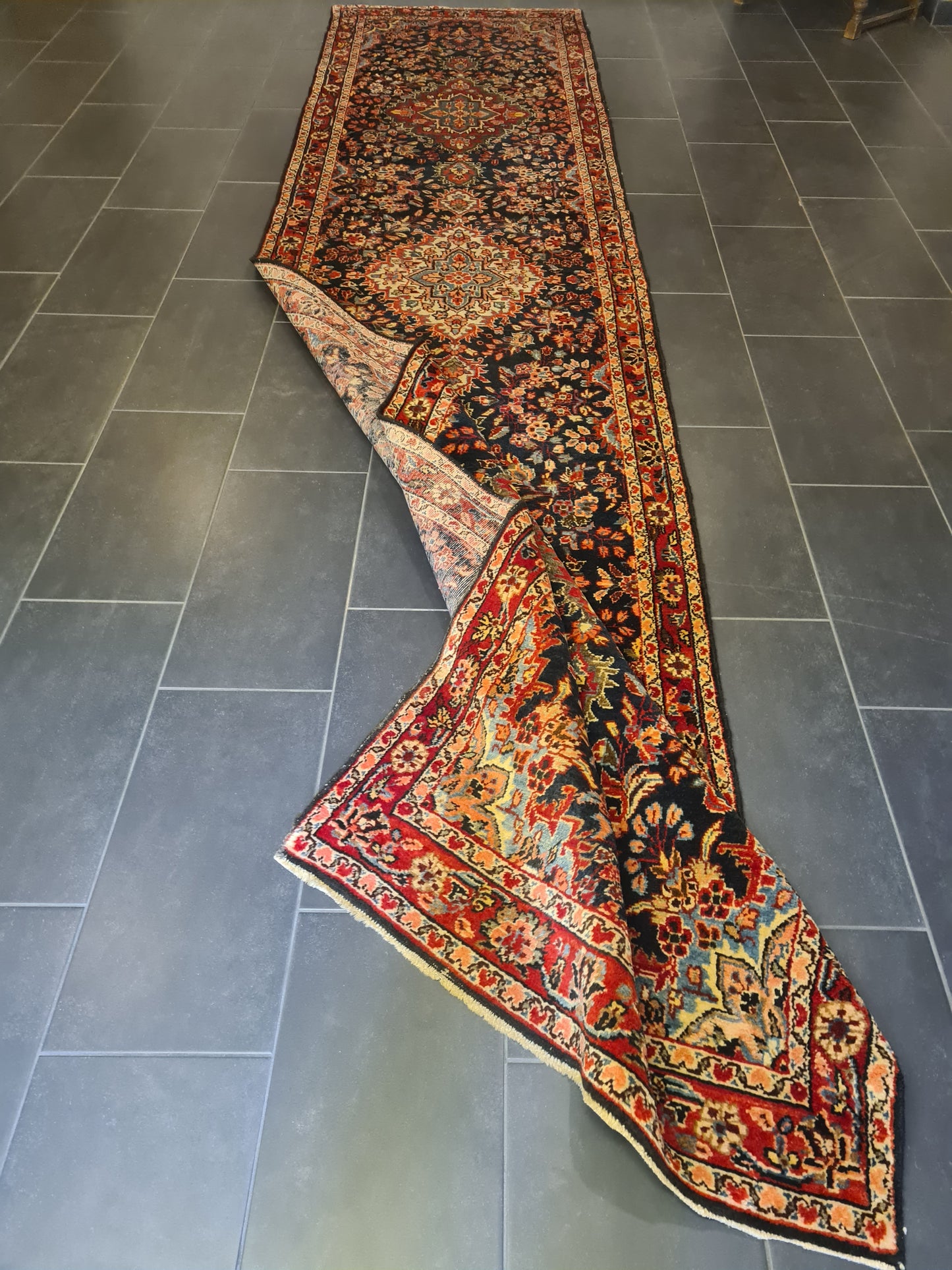 Perserteppich Orientteppich Handgeknüpfter Teppich Sarough Läufer 470x108cm