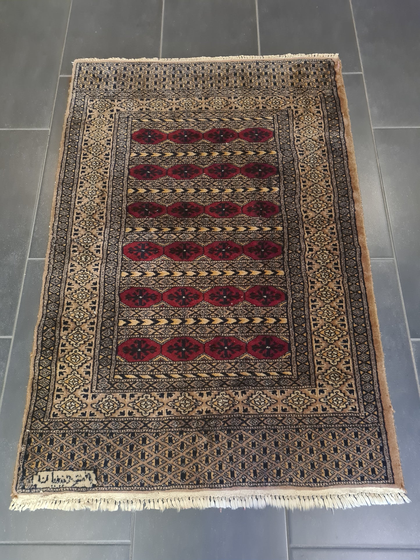 Perserteppich Orientteppich Handgeknüpfter Teppich Buchara Jomut 120x80cm