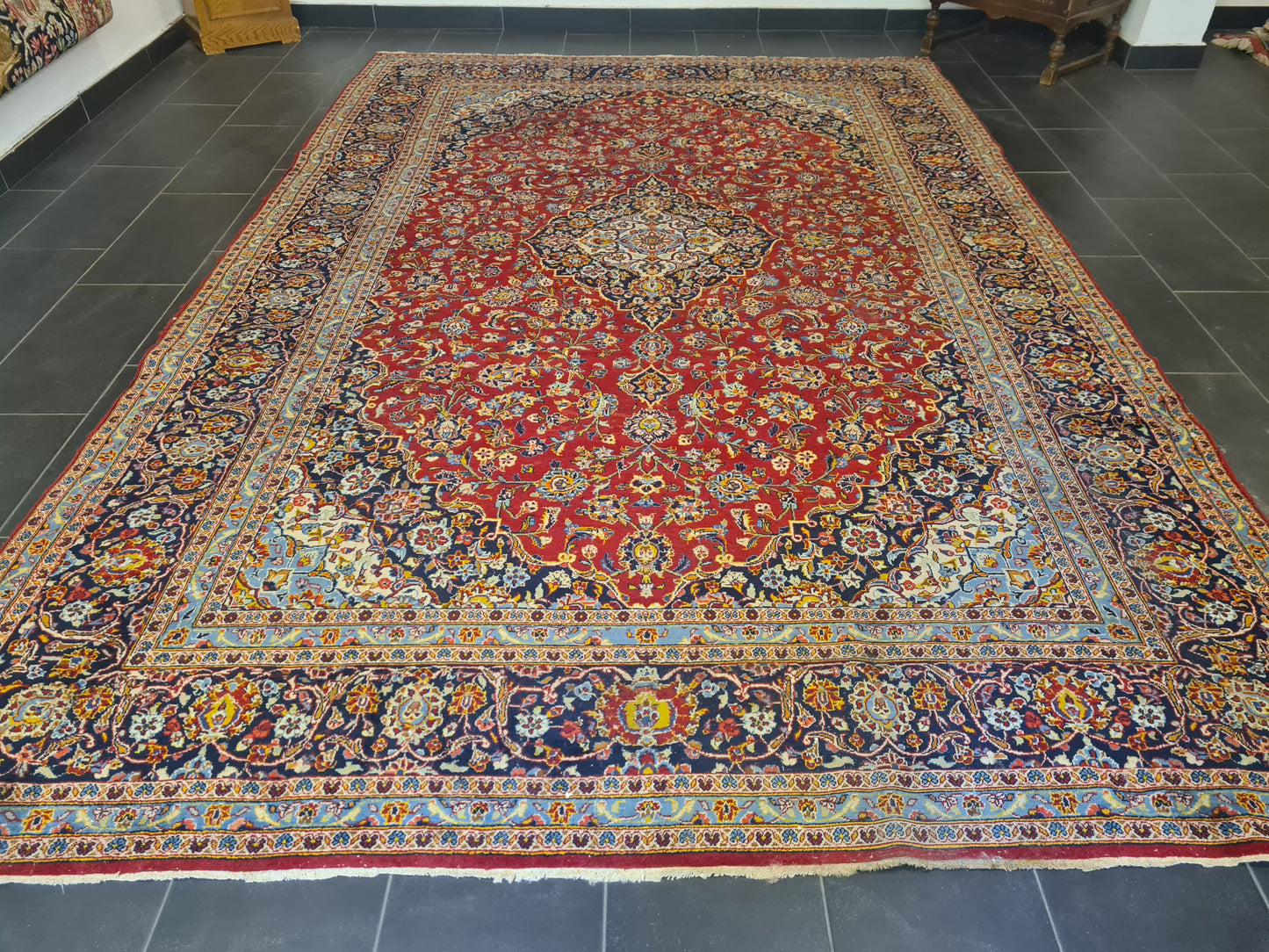 Perserteppich Orientteppich Handgeknüpfter Teppich Keshan fein 370x245cm