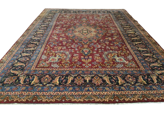 Perser Orientteppich Handgeknüpfter Palast Teppich Meshad signiert 335x255cm