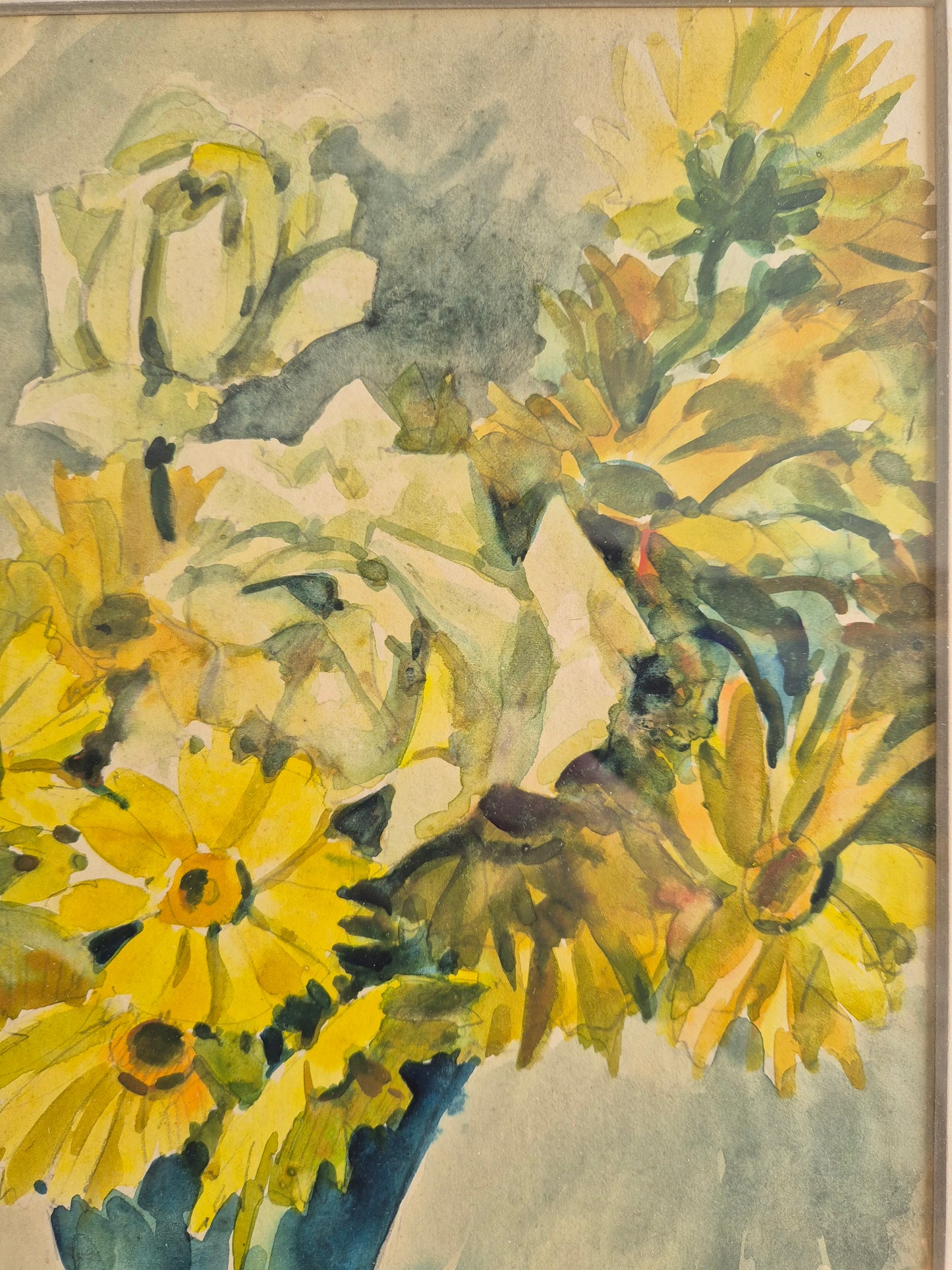 Otto Therstappen (1885-1951) Aquarell Stillleben Blumenstrauß 40x49,5cm