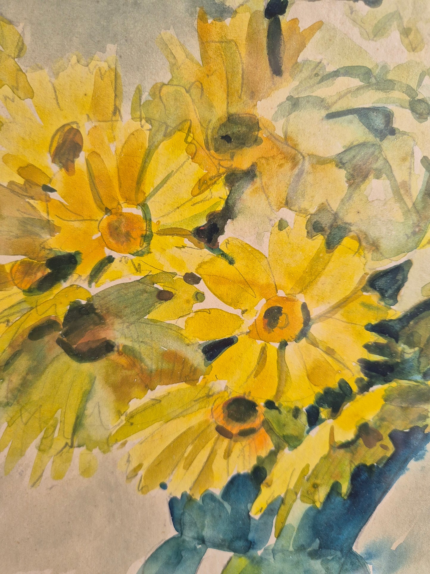 Otto Therstappen (1885-1951) Aquarell Stillleben Blumenstrauß 40x49,5cm