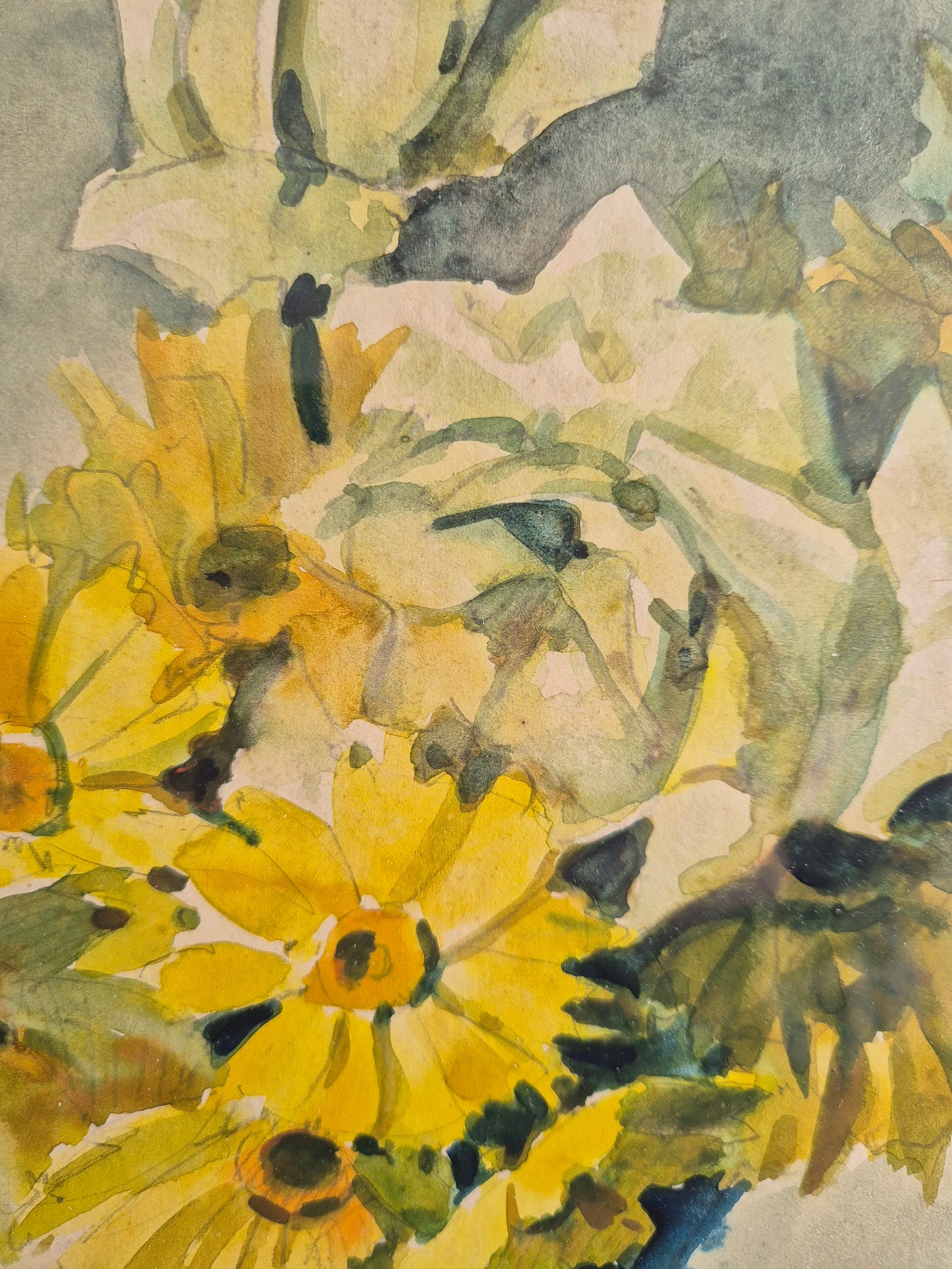 Otto Therstappen (1885-1951) Aquarell Stillleben Blumenstrauß 40x49,5cm