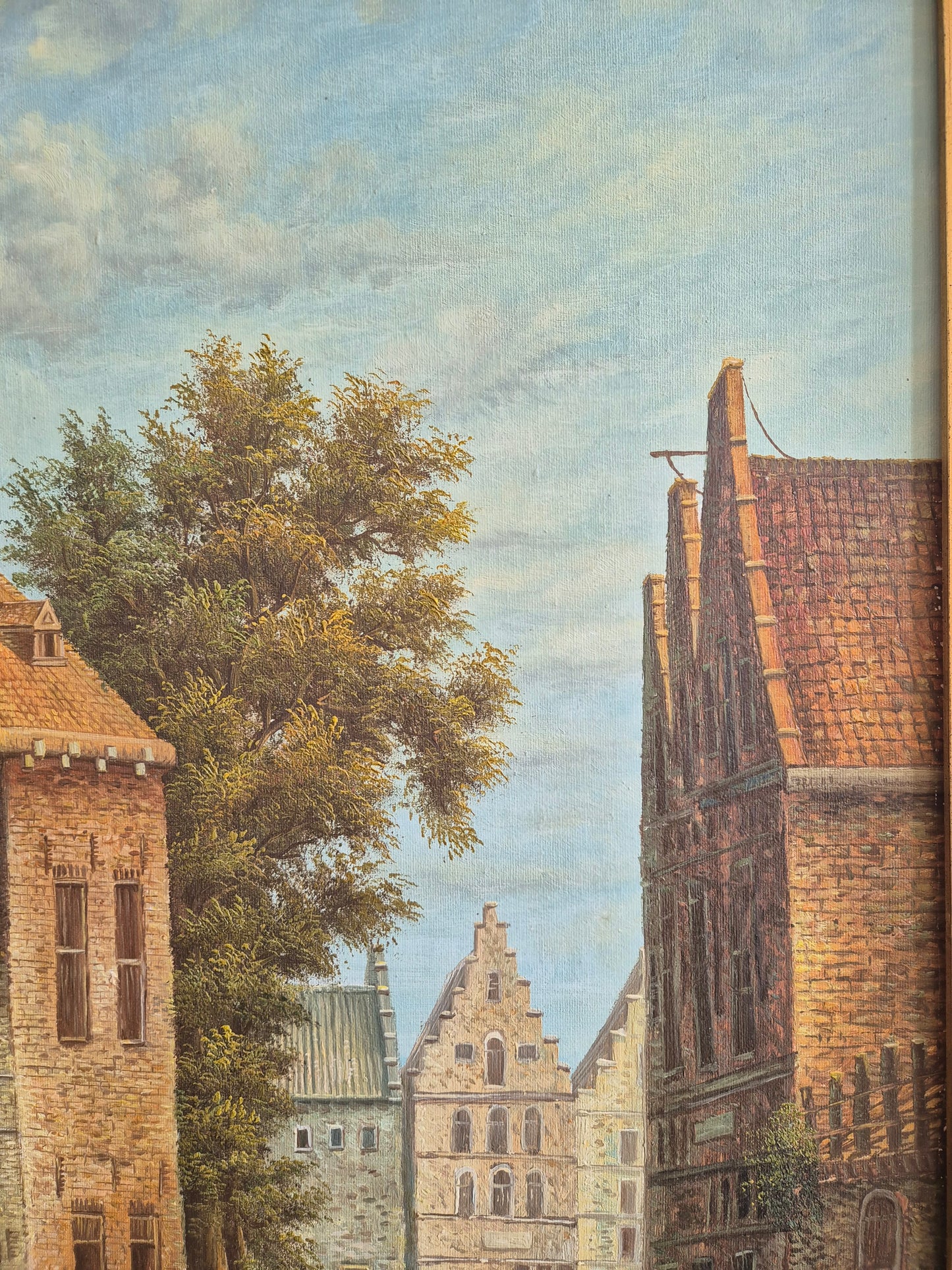 Windaus (XX) Ölgemälde Stadtbilder Straßenszene Sommer 69x59cm