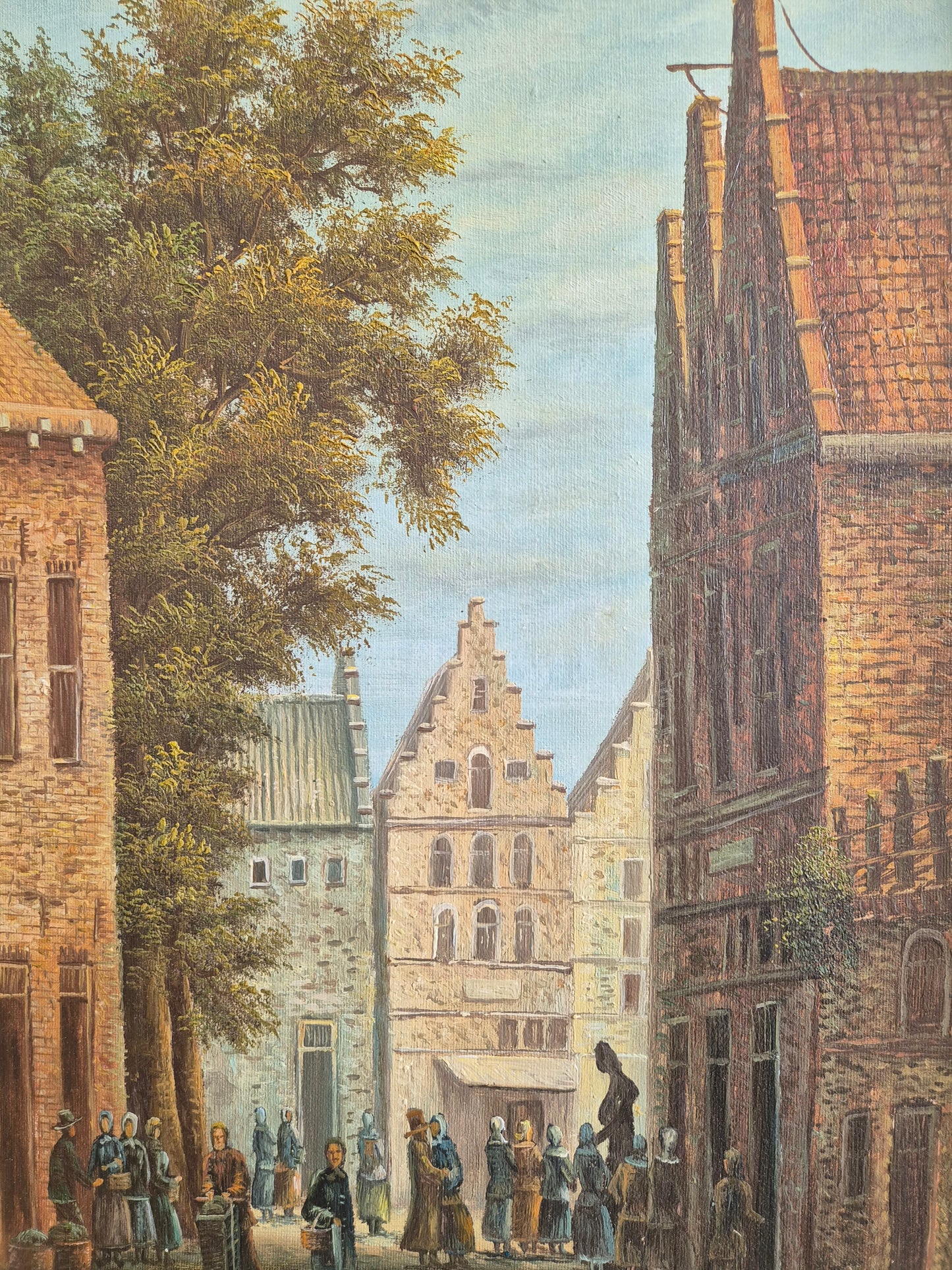 Windaus (XX) Ölgemälde Stadtbilder Straßenszene Sommer 69x59cm