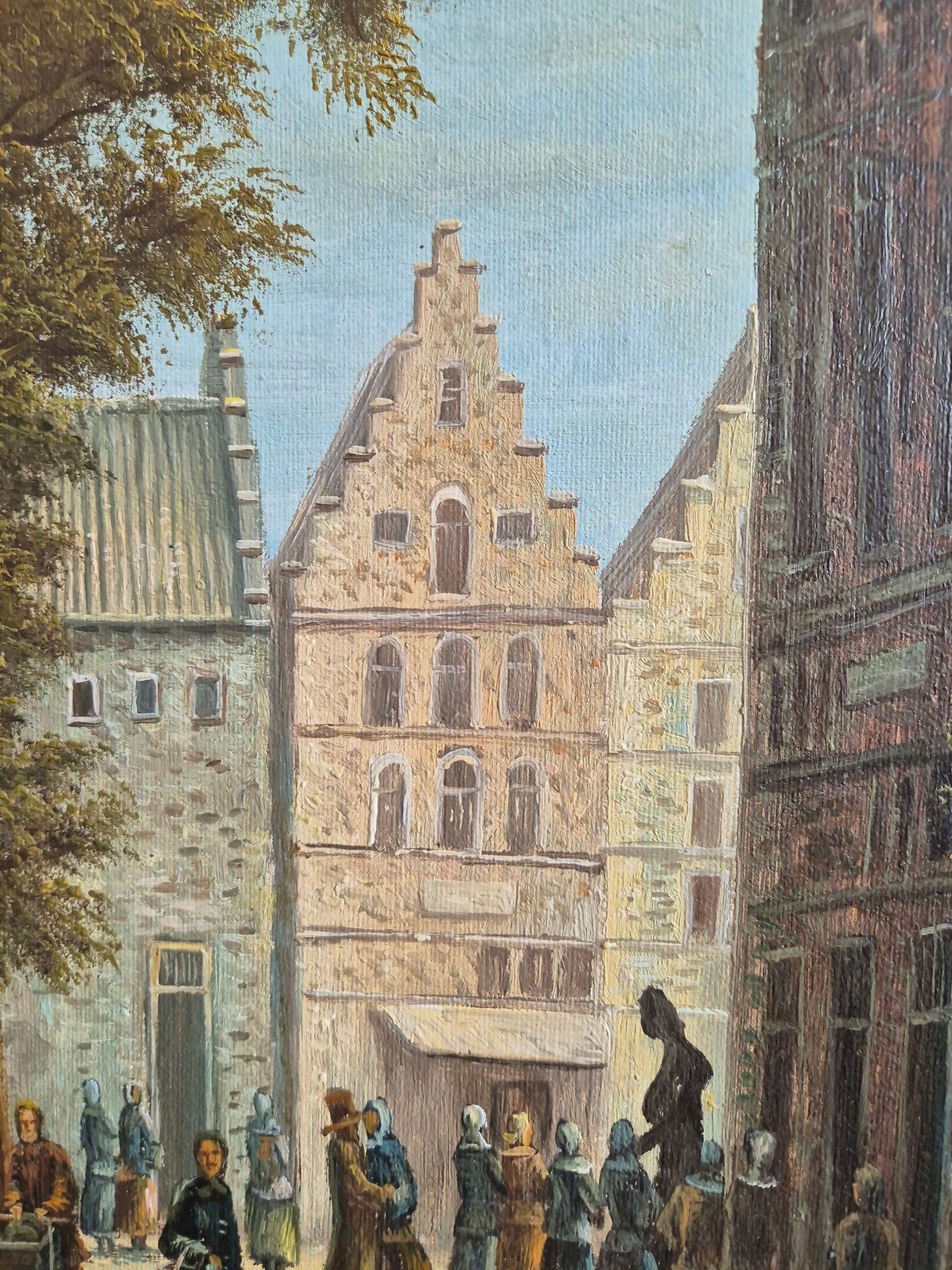 Windaus (XX) Ölgemälde Stadtbilder Straßenszene Sommer 69x59cm