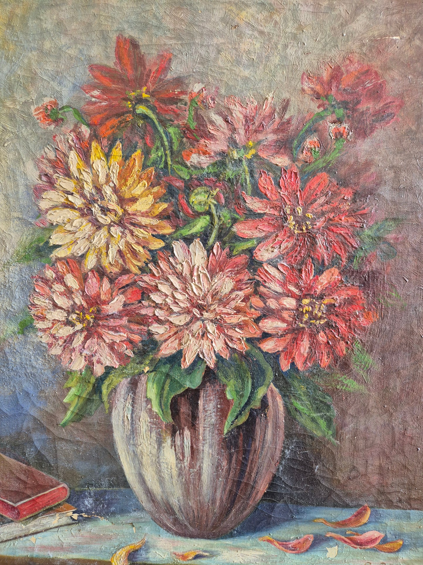 Ölgemälde Stillleben Blumenstrauß B. Breyer (XX) 50x55 cm