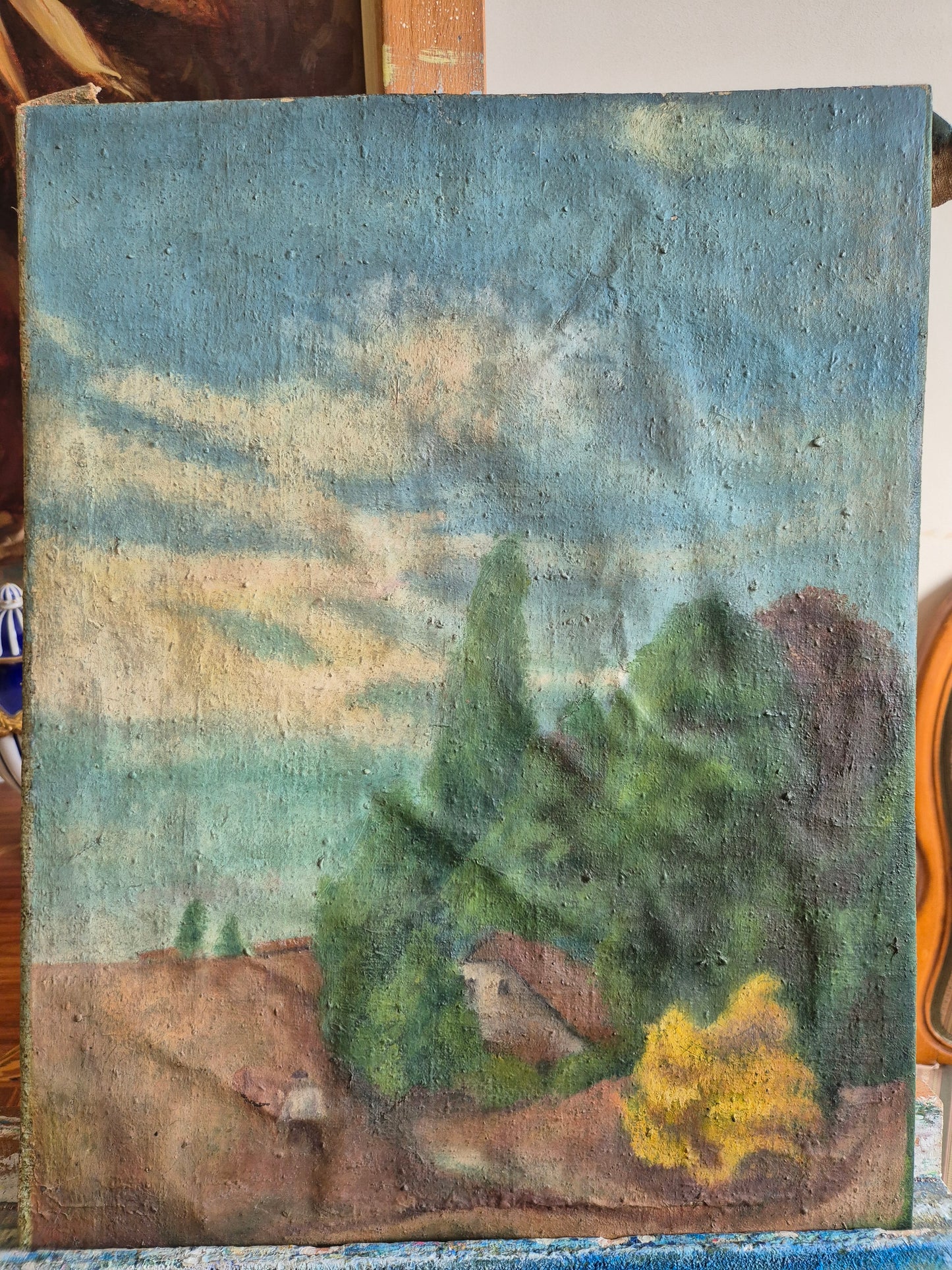 Ölgemälde Landschaft Naive Malerei Deutsche Schule (XX) 41,5x53cm