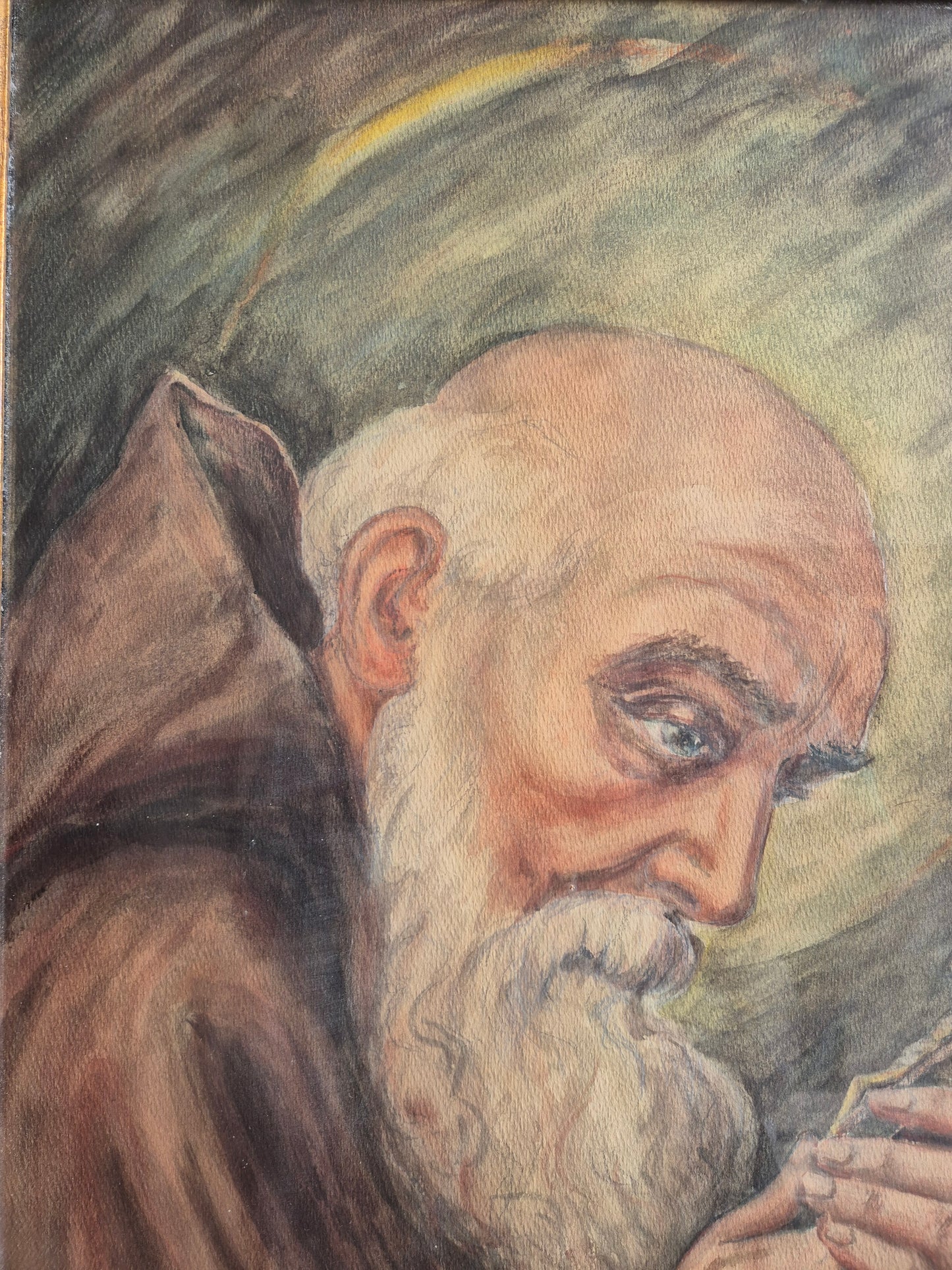 M.A. Goldmann 1953 Ölgemälde Der heilige Bruder Konrad 45x55,5 cm