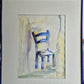 Europäische Schule 1998 Aquarell Blauer Stuhl 50.5x60 cm