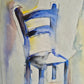 Europäische Schule 1998 Aquarell Blauer Stuhl 50.5x60 cm