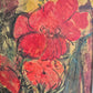 Europäische Schule 20. Jhrd. Ölgemälde Rote Blumen Abstrakt 49x59 cm