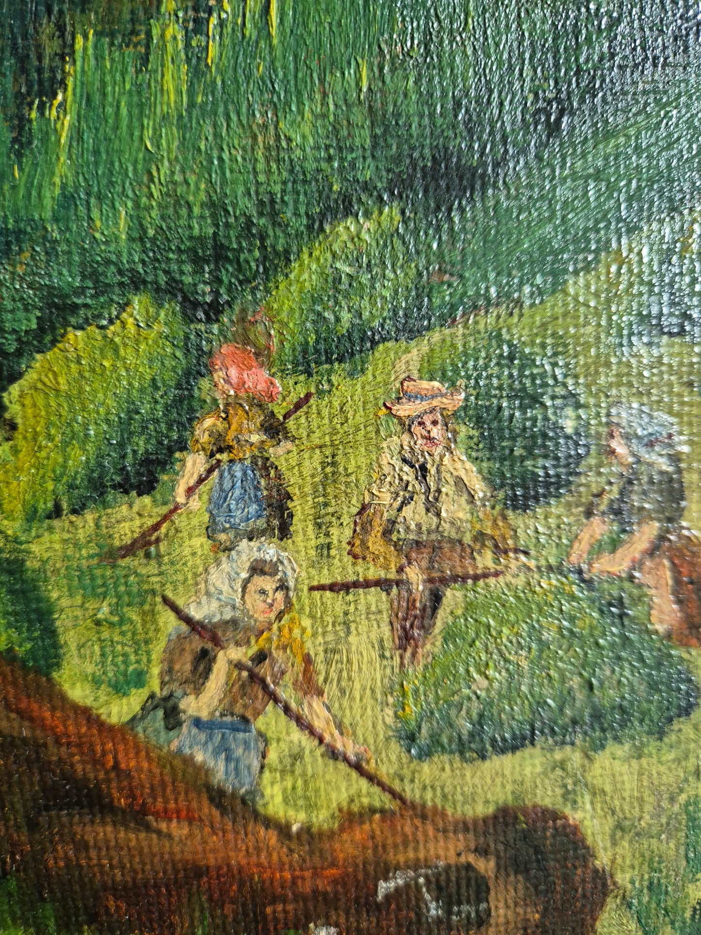 Europäische Schule 20. Jhrd. Ölgemälde Engel mit Kind 40x55 cm