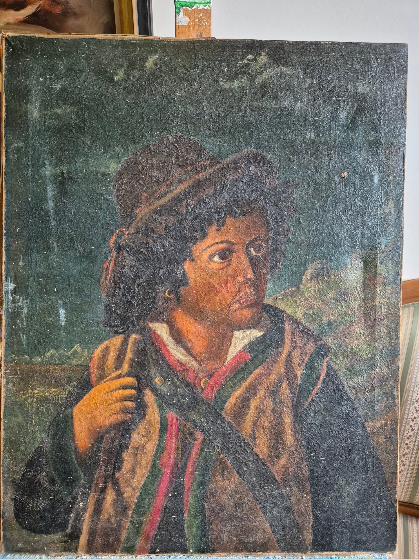 Europäische Schule 20. Jhrd. Ölgemälde Porträt 50x64.5 cm