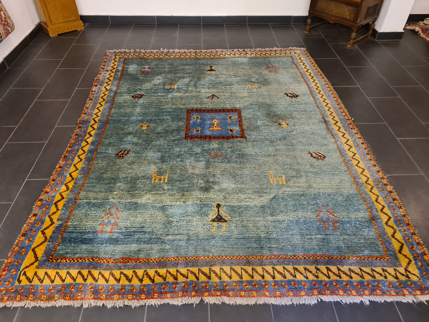 Perserteppich Orientteppich Antiker Gabbeh Handgeknüpfter Teppich 282x228cm