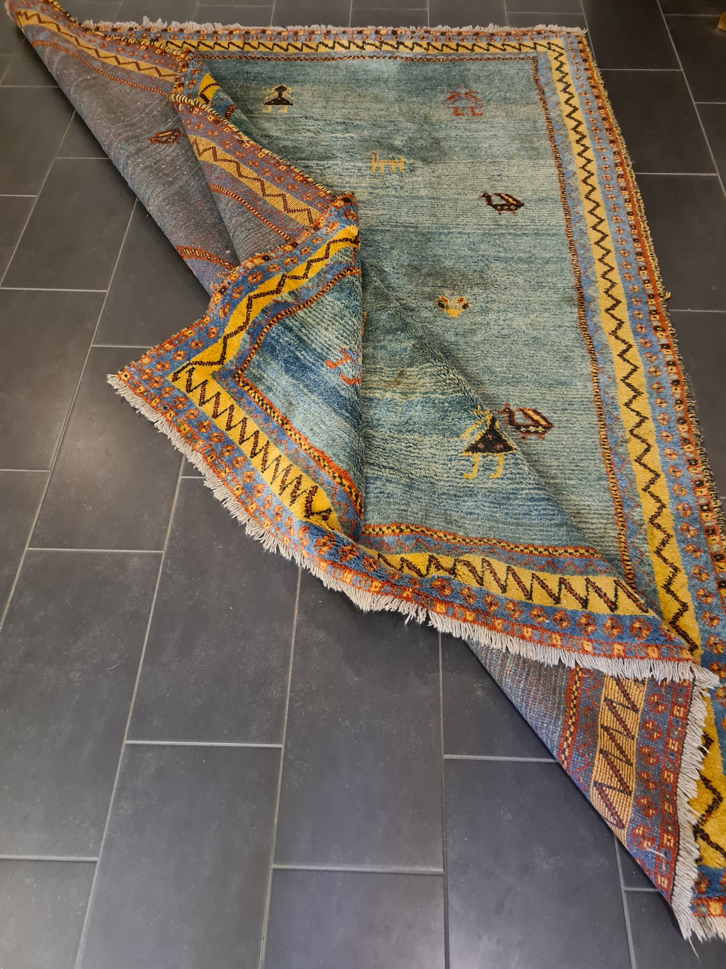 Perserteppich Orientteppich Antiker Gabbeh Handgeknüpfter Teppich 282x228cm