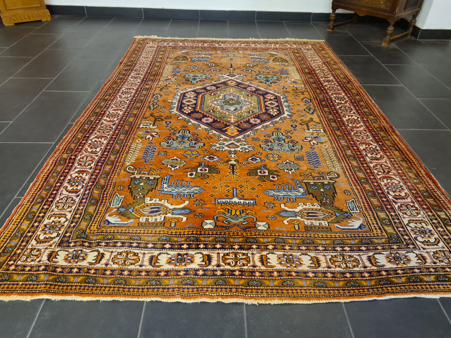 Perserteppich Orientteppich Derbent Kazak Handgeknüpfter Teppich Sammlerstück 262x175cm