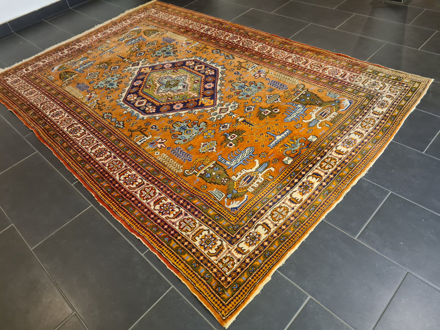 Perserteppich Orientteppich Derbent Kazak Handgeknüpfter Teppich Sammlerstück 262x175cm