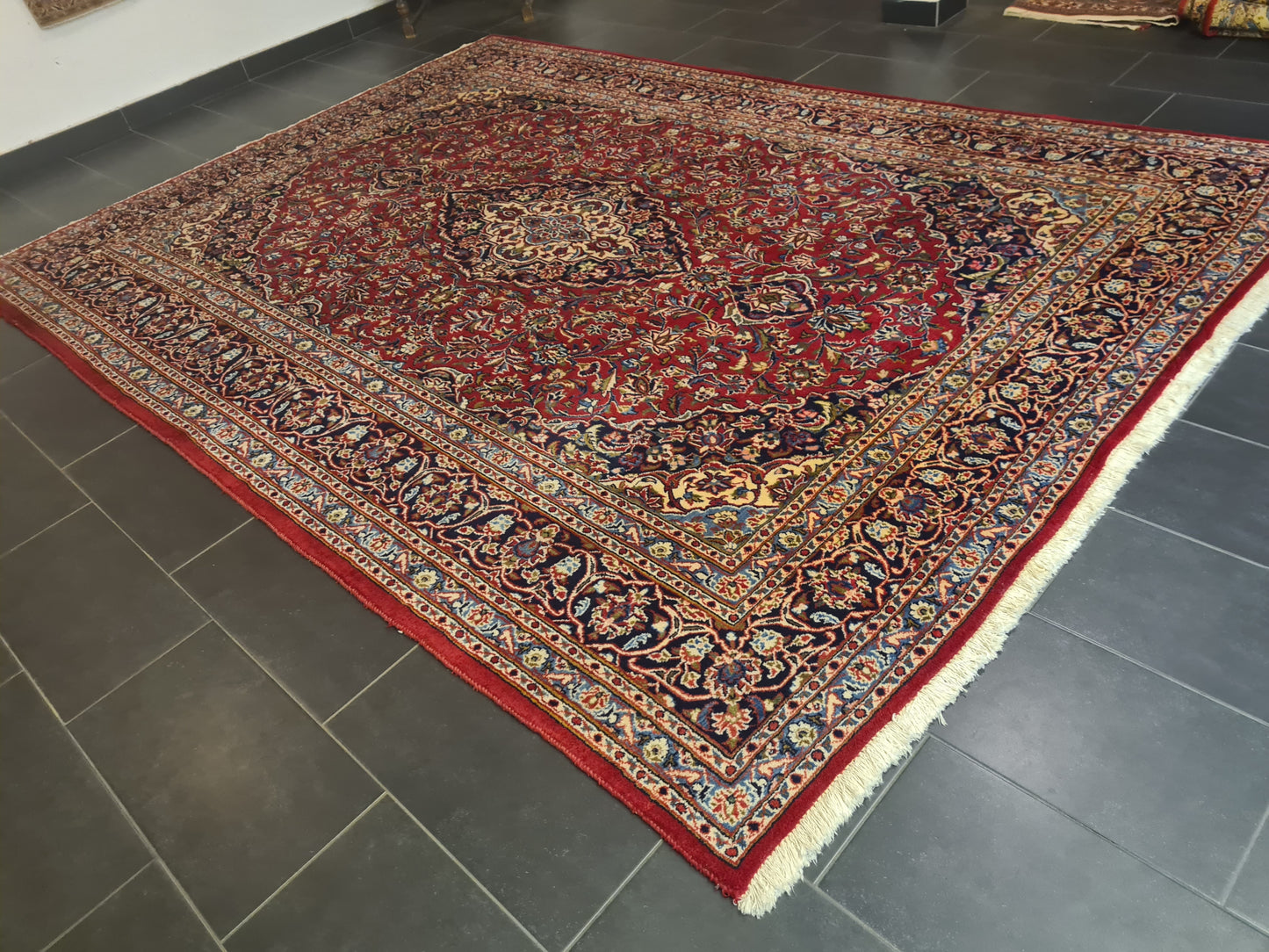 Perserteppich Orientteppich Keshan Handgeknüpfter Teppich Palastteppich 343x250cm