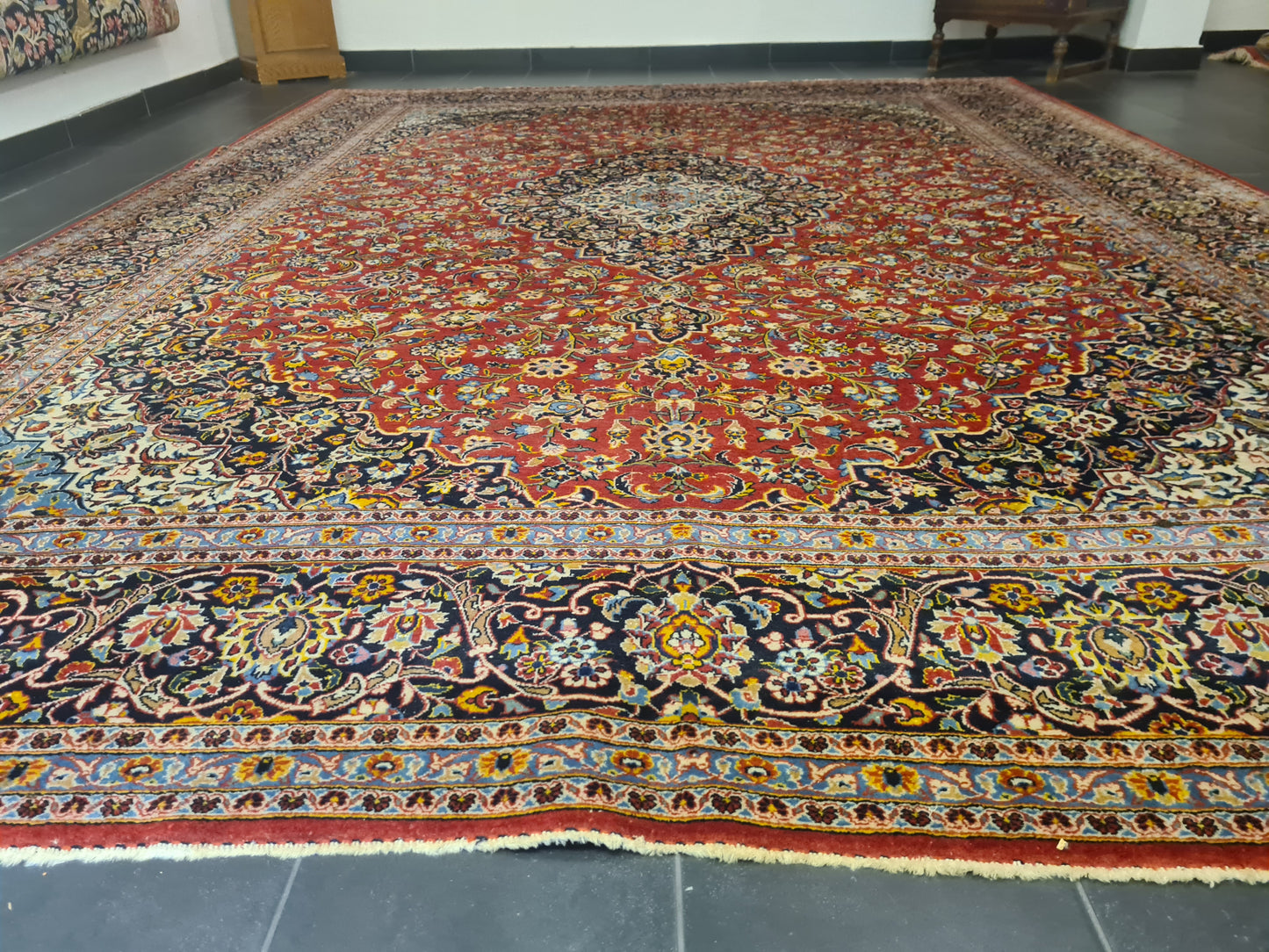 Perserteppich Orientteppich Handgeknüpfter Tepich Keshan Palastteppich 406x303cm