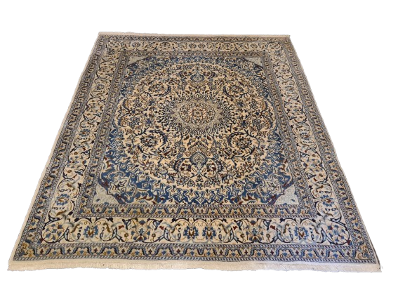 Perserteppich Orientteppich Handgeknüpfter Teppich Nain Palastteppich 242x205cm