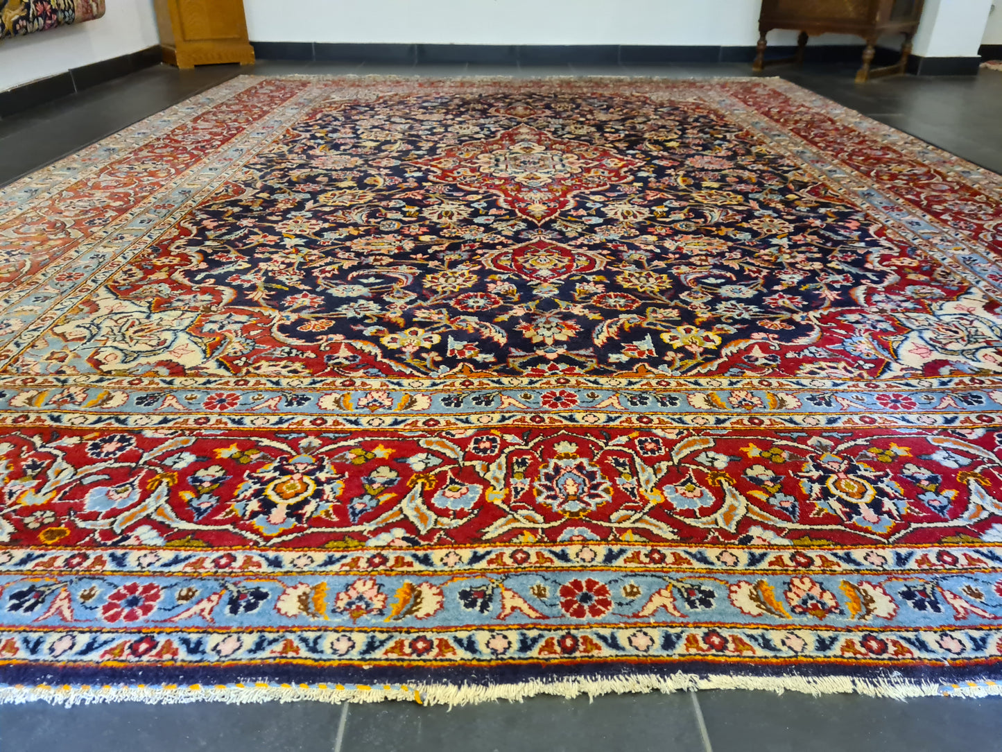 Perserteppich Orientteppich Handgeknüpfter Teppich Keshan Palast Teppich 371x279cm