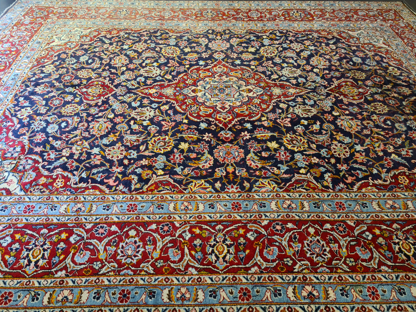 Perserteppich Orientteppich Handgeknüpfter Teppich Keshan Palast Teppich 371x279cm