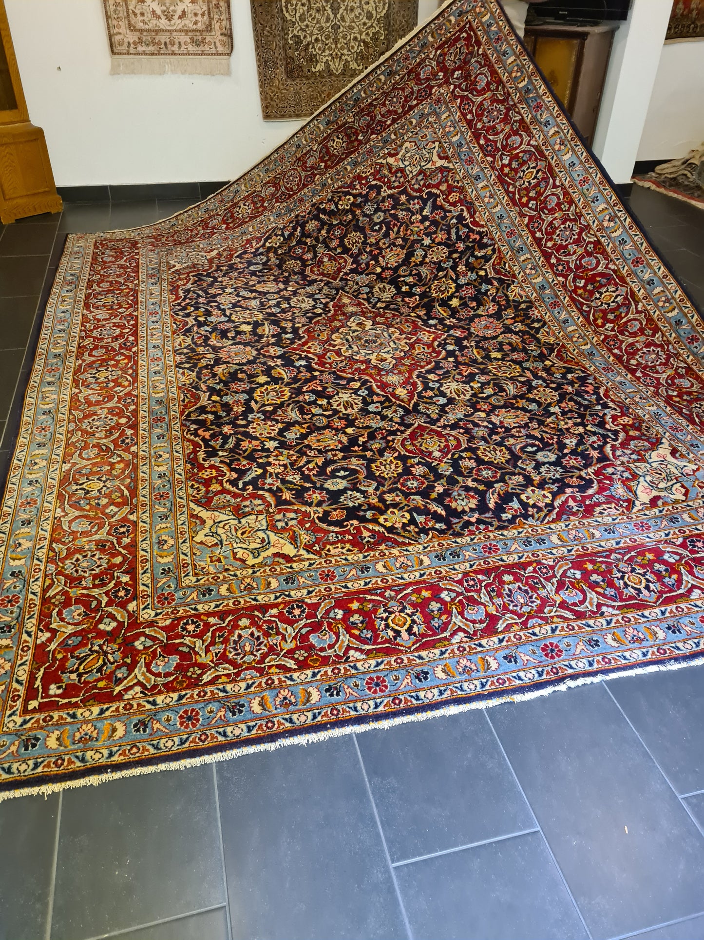 Perserteppich Orientteppich Handgeknüpfter Teppich Keshan Palast Teppich 371x279cm