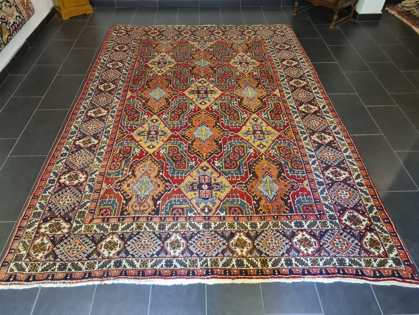 Perserteppich Orientteppich Handgeknüpfter Palast Teppich Heris selten 340x240cm