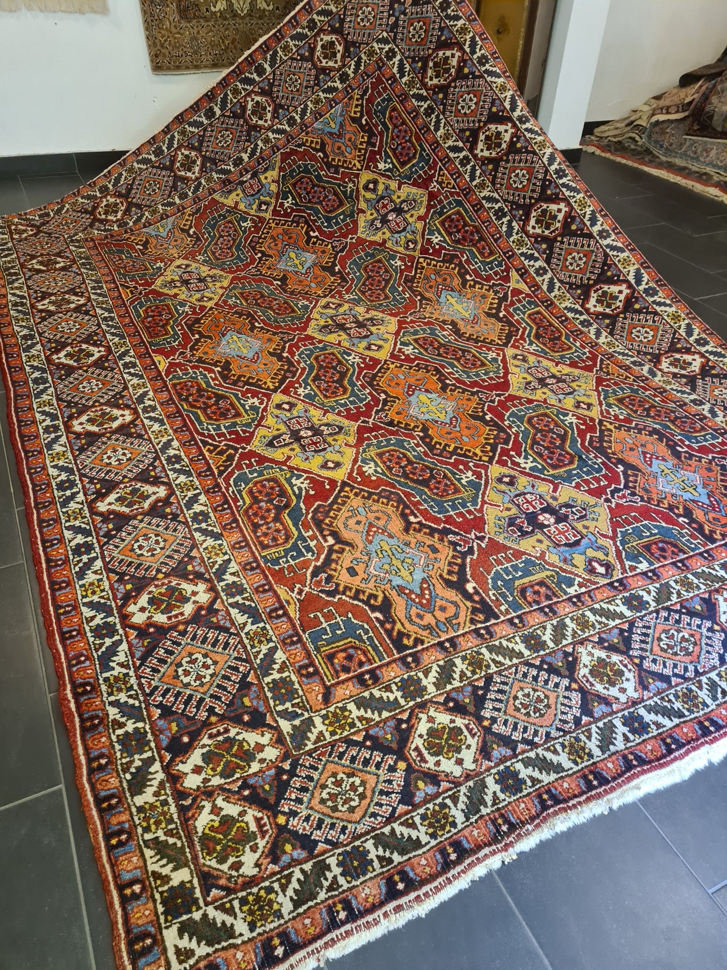 Perserteppich Orientteppich Handgeknüpfter Palast Teppich Heris selten 340x240cm