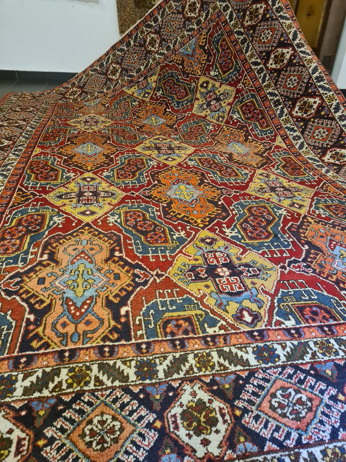 Perserteppich Orientteppich Handgeknüpfter Palast Teppich Heris selten 340x240cm