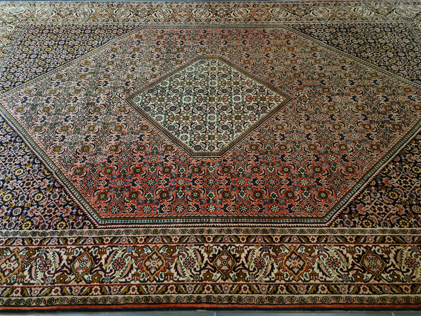 Perserteppich Orientteppich Handgeknüpfter Palast Teppich Bidjar Raute 307x202cm