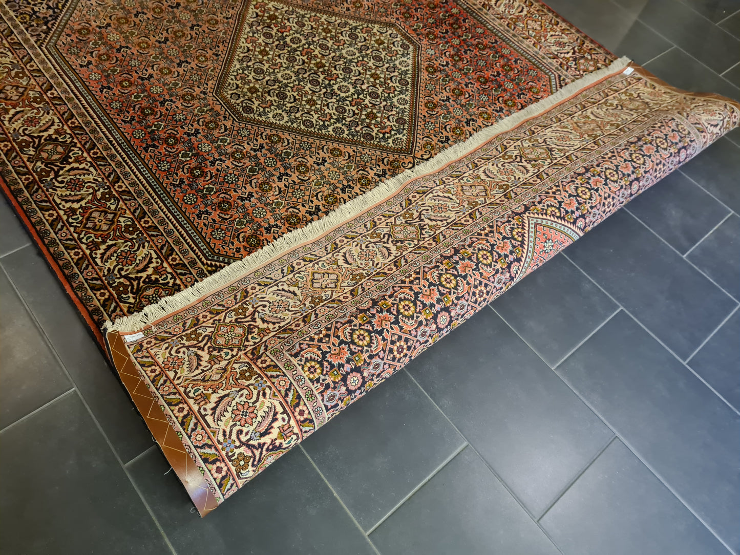 Perserteppich Orientteppich Handgeknüpfter Palast Teppich Bidjar Raute 307x202cm