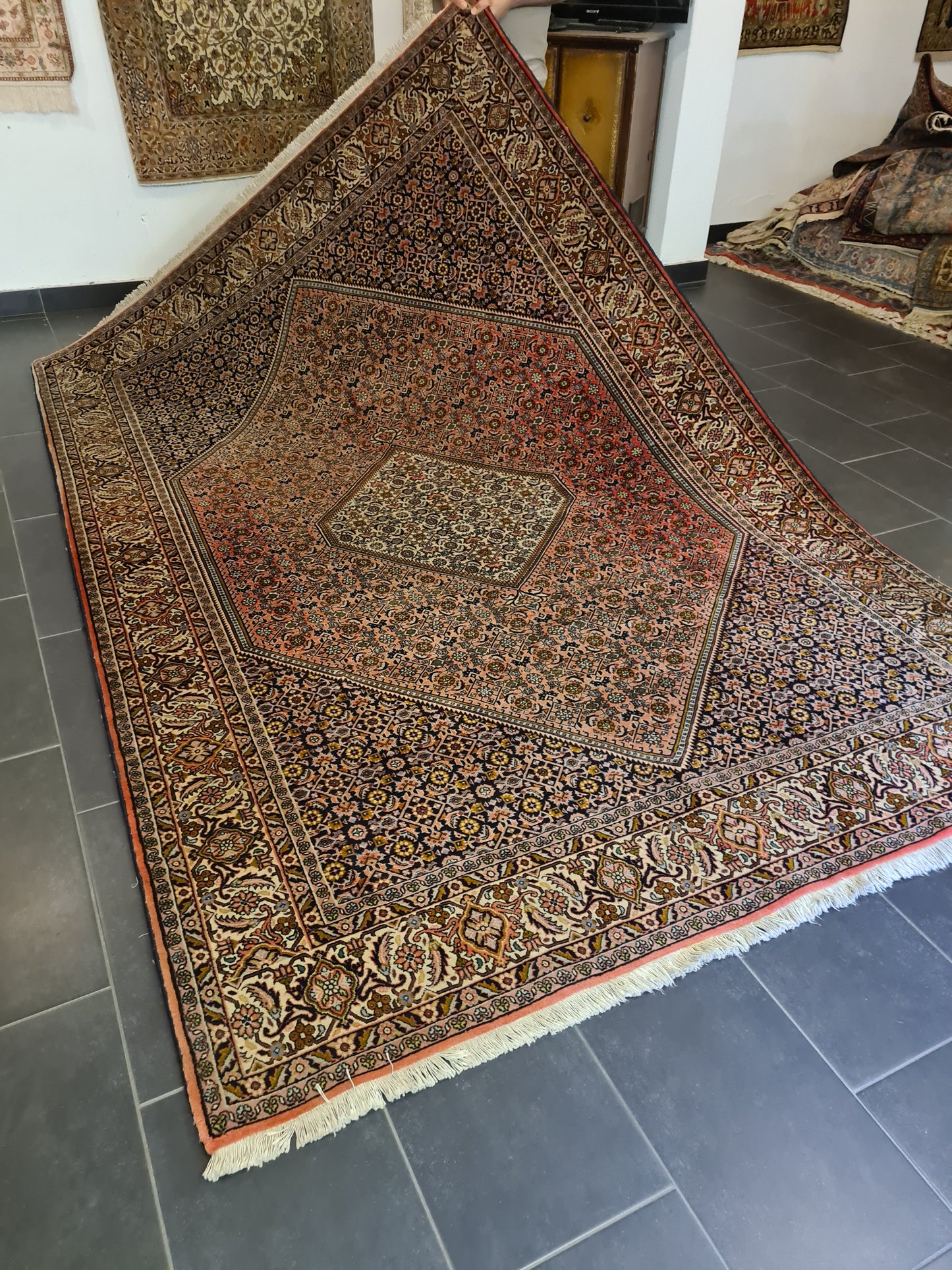 Perserteppich Orientteppich Handgeknüpfter Palast Teppich Bidjar Raute 307x202cm