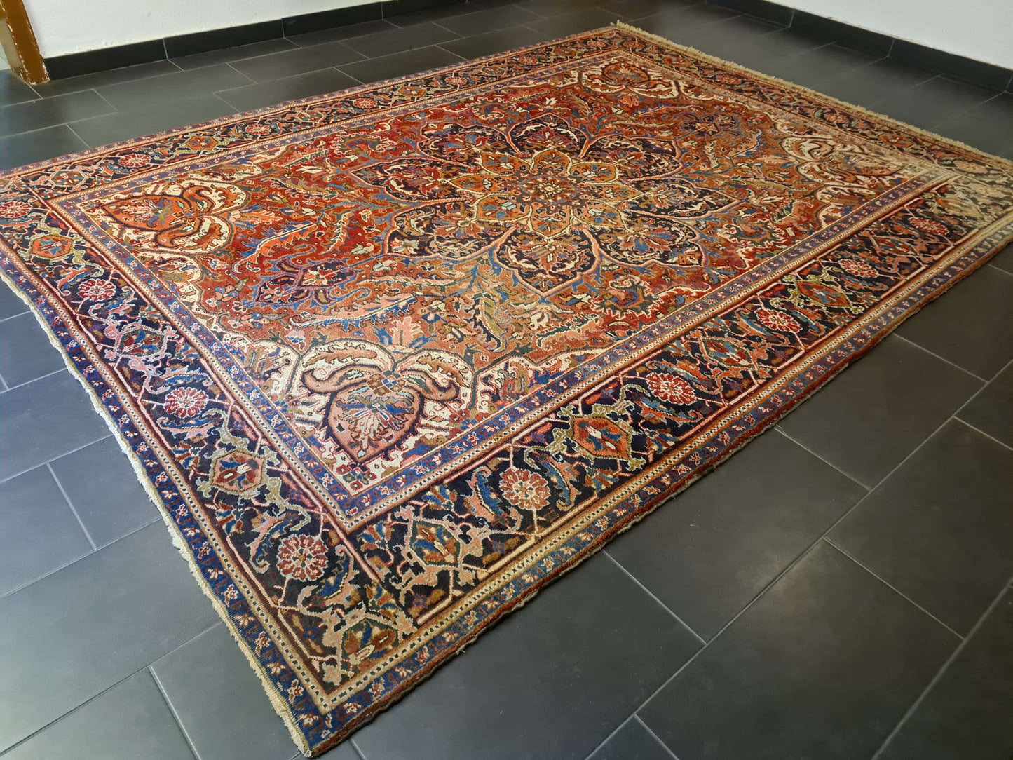 Perserteppich Orientteppich Handgeknüpfter Teppich Antiker Heris Palast Teppich 335x245cm