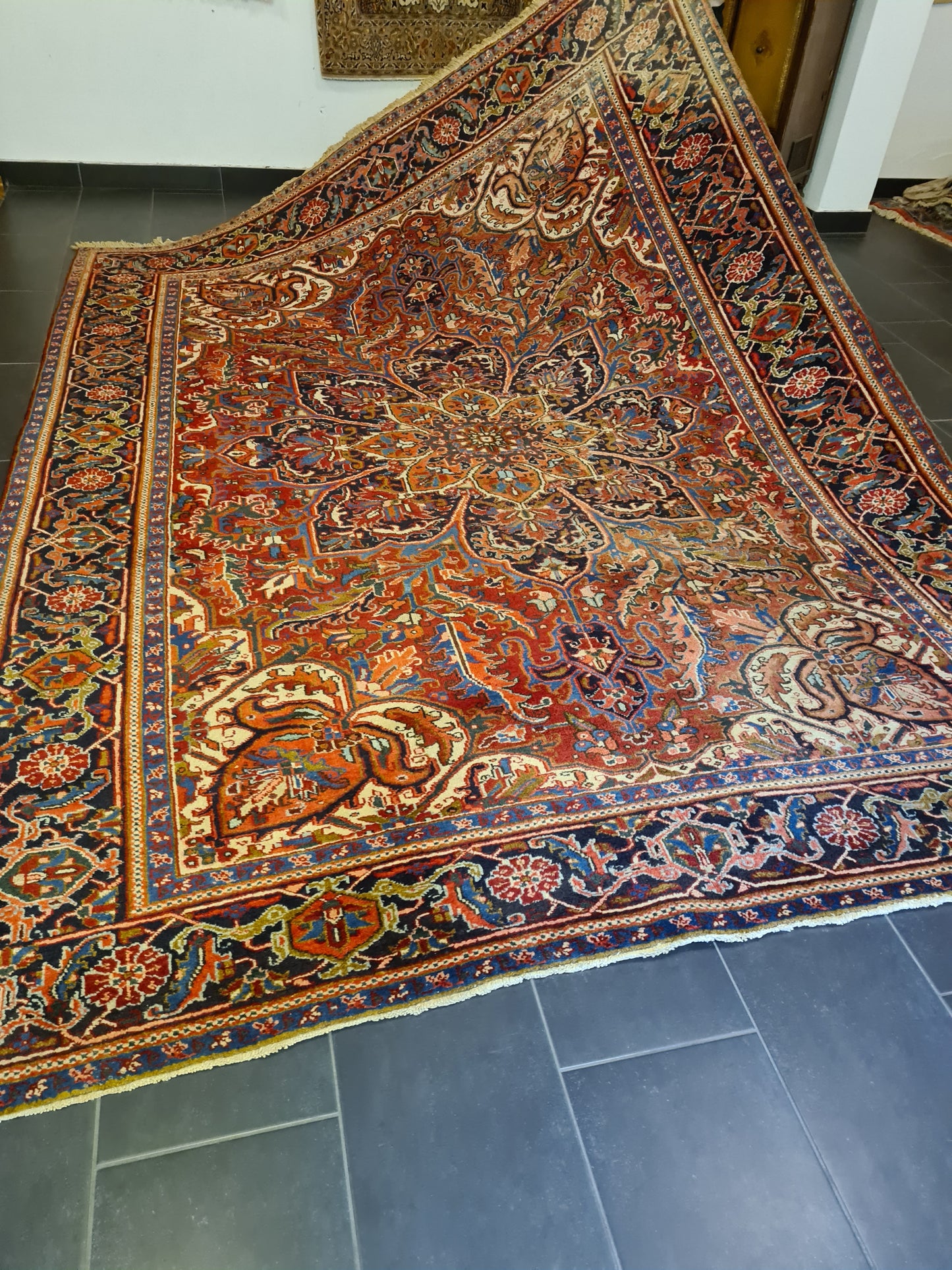 Perserteppich Orientteppich Handgeknüpfter Teppich Antiker Heris Palast Teppich 335x245cm