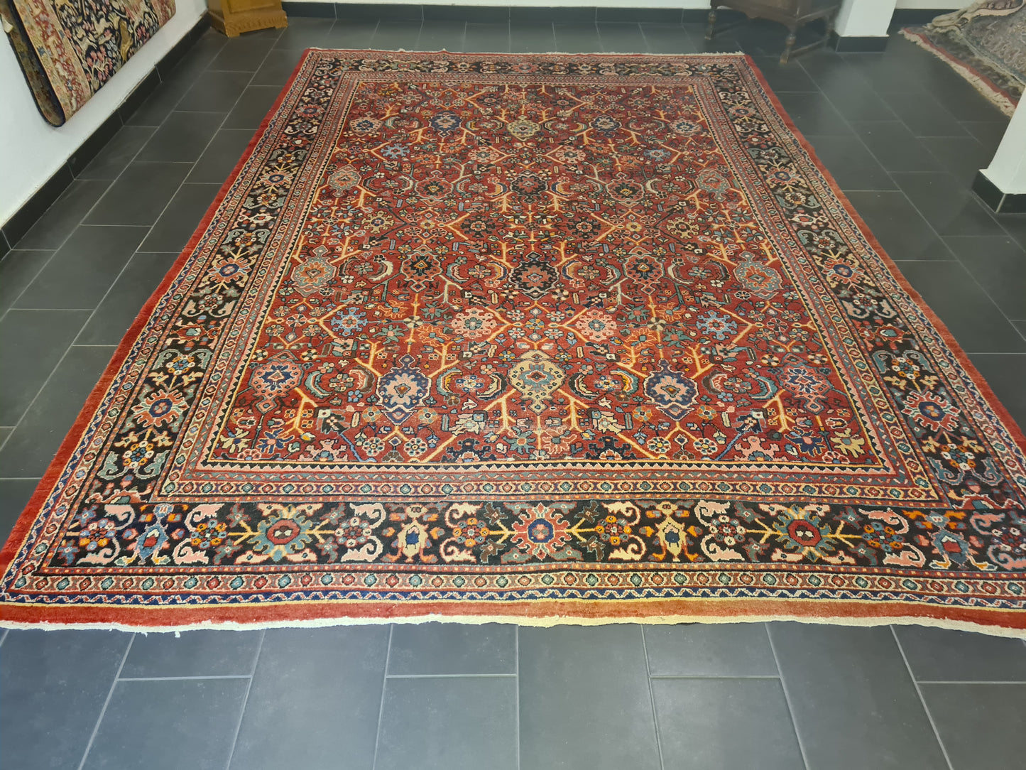 Perserteppich Orientteppich Antiker Teppich Sarough Mahal Palastteppich 410x281cm