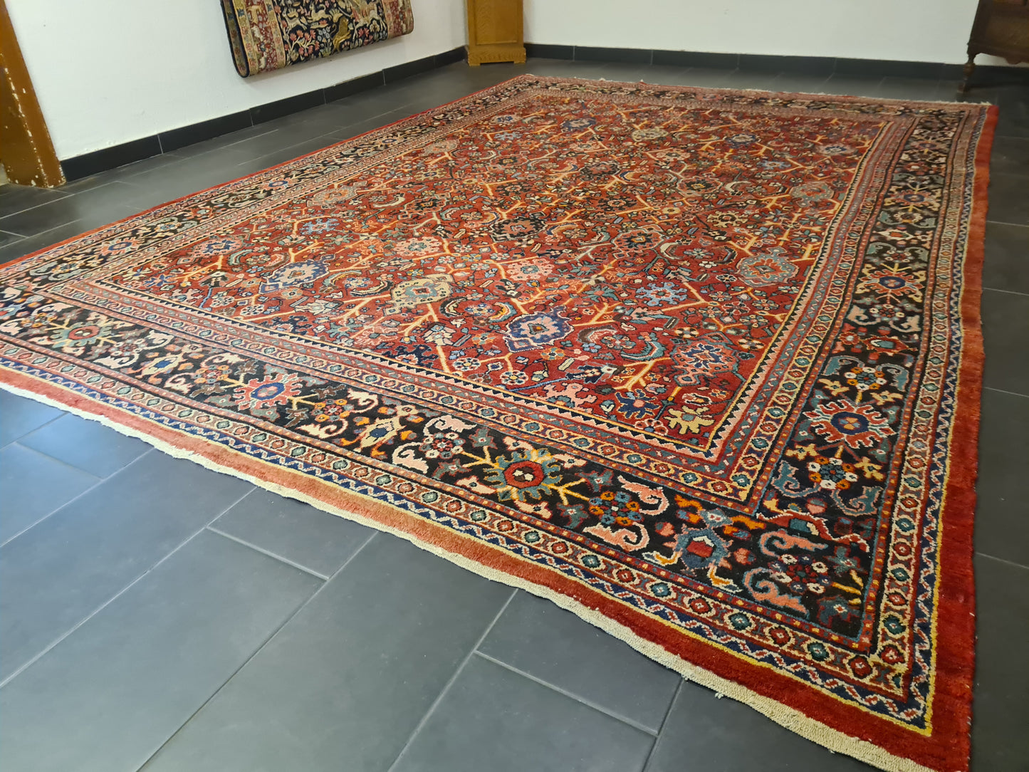 Perserteppich Orientteppich Antiker Teppich Sarough Mahal Palastteppich 410x281cm