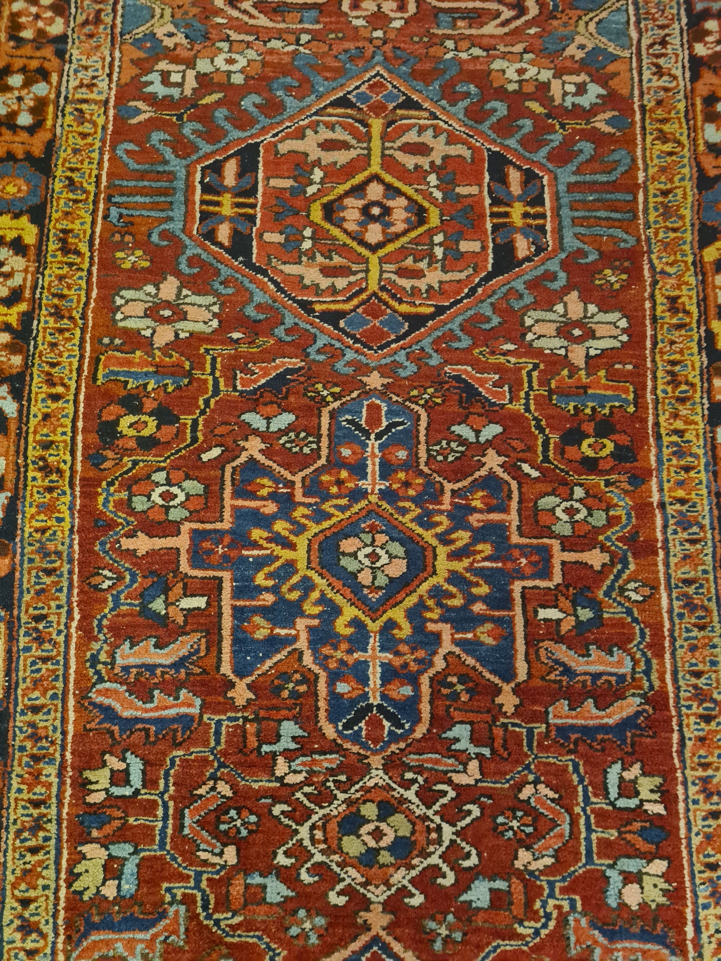 Perserteppich Orientteppich Antiker Teppich Handgeknüpfter Heris Läufer 367x120cm