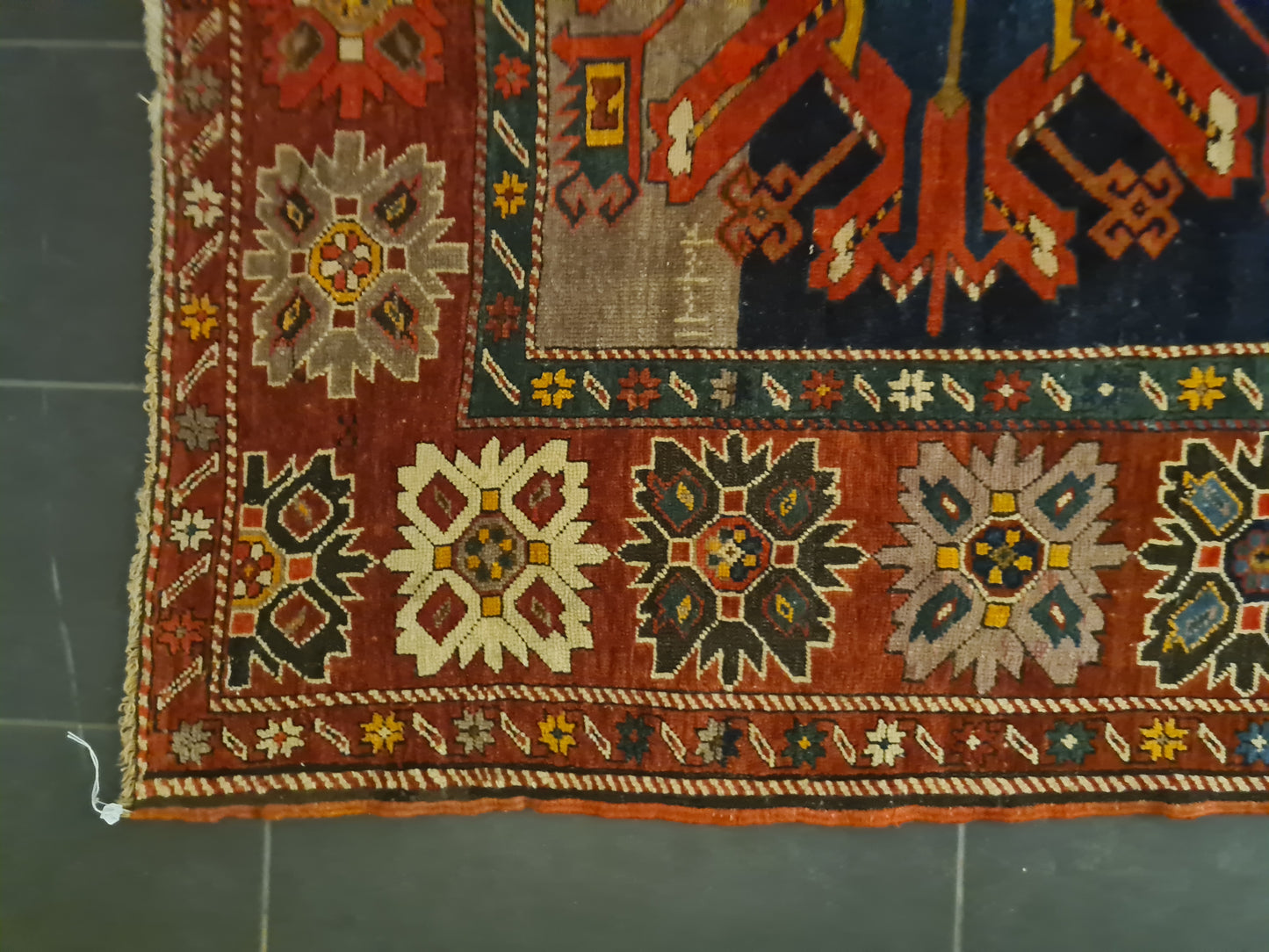 Orientteppich Antiker Teppich Handgeknüpfter Kazak Seltenes Sammlerstück 393x176cm