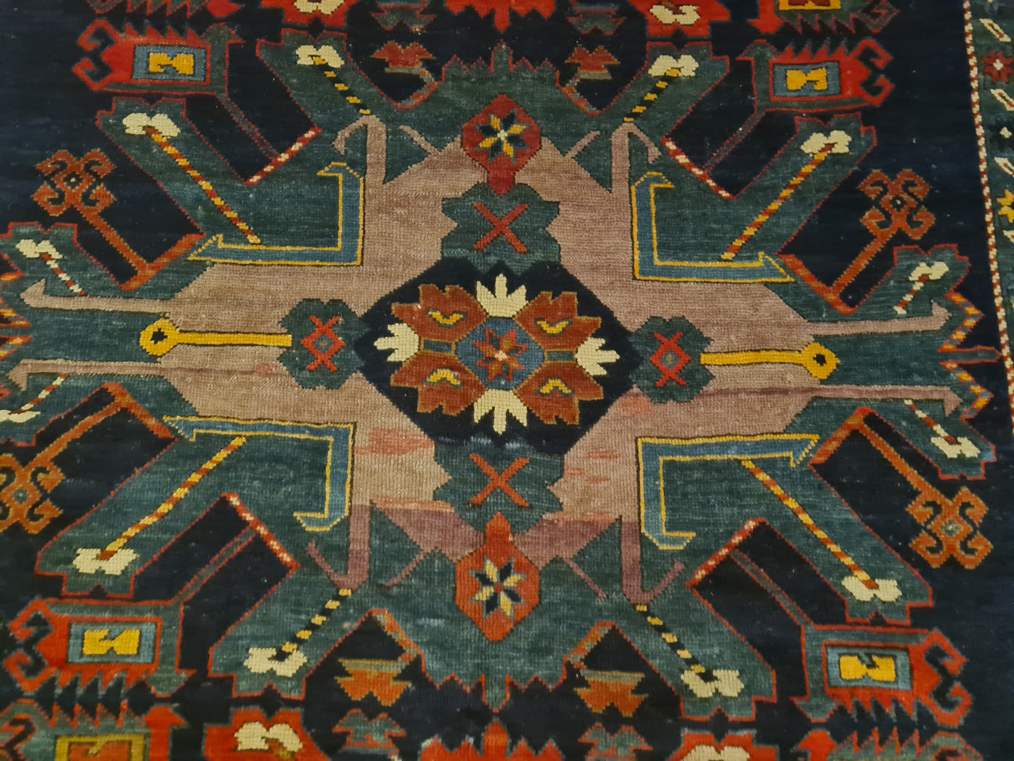 Orientteppich Antiker Teppich Handgeknüpfter Kazak Seltenes Sammlerstück 393x176cm