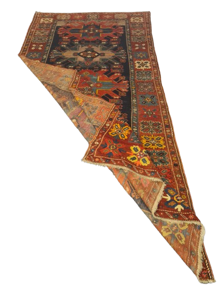 Orientteppich Antiker Teppich Handgeknüpfter Kazak Seltenes Sammlerstück 393x176cm