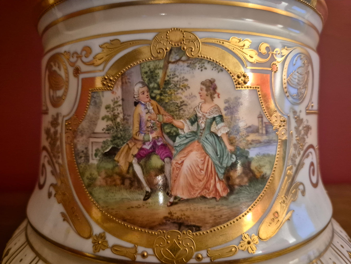 Ambrosius Lamm Dresden 1900 Jh. Große Handbemalte Henkelvase