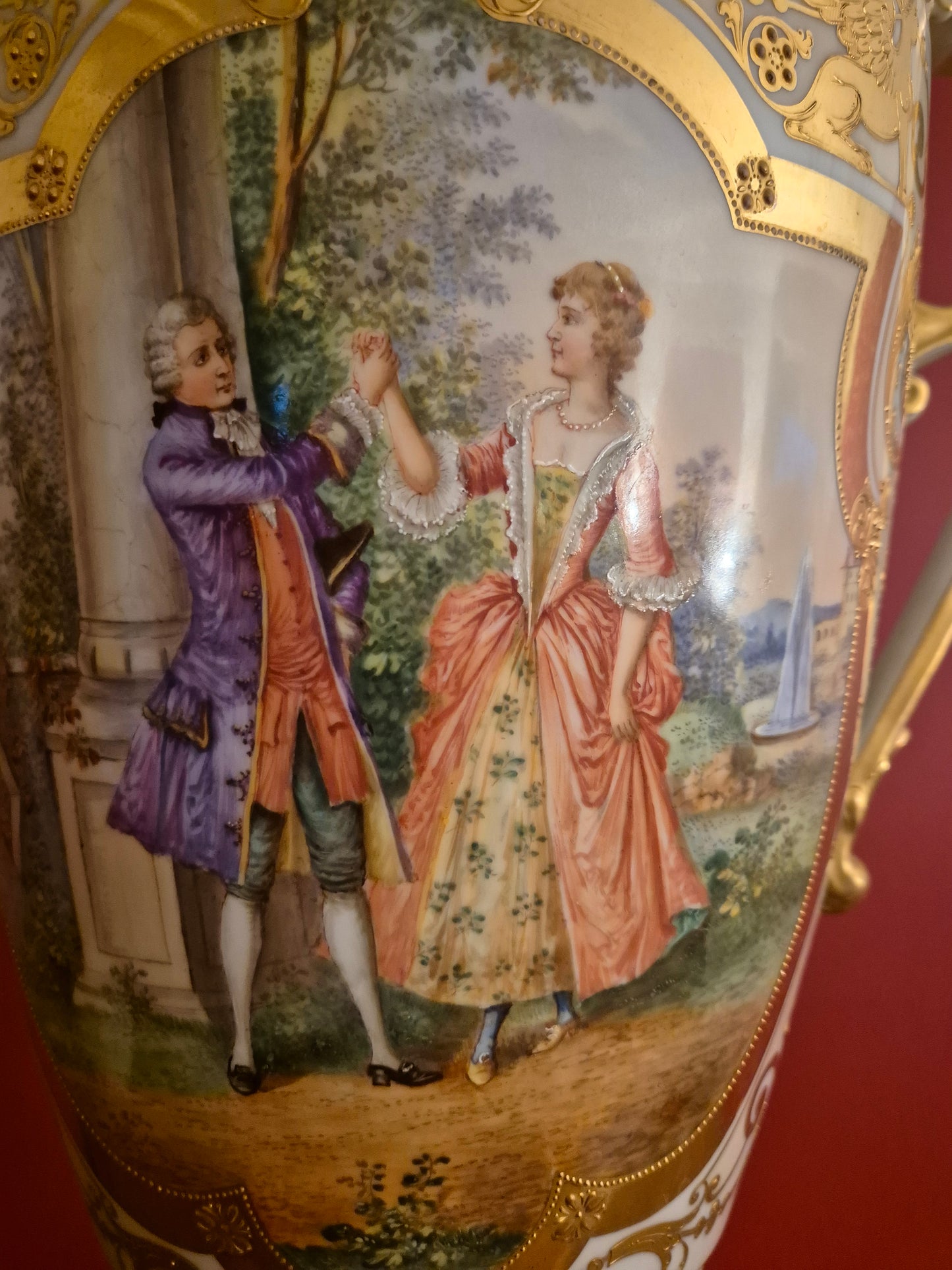 Ambrosius Lamm Dresden 1900 Jh. Große Handbemalte Henkelvase