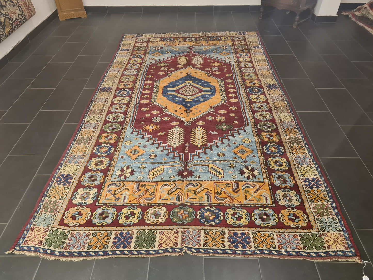 Orientteppich Antiker Handgeknüpfter Teppich Kasak old rug Sammlerstück 332x197cm