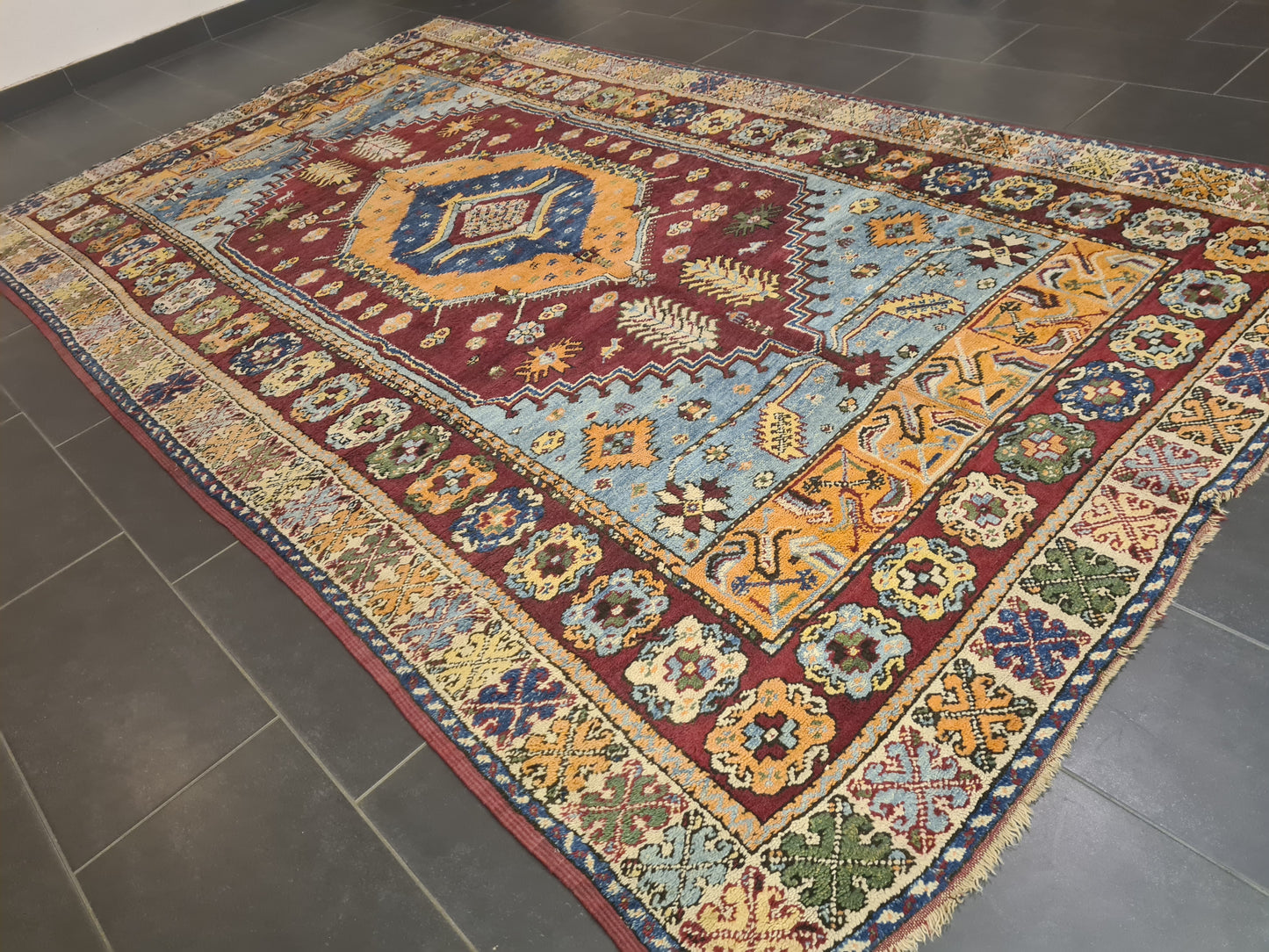 Orientteppich Antiker Handgeknüpfter Teppich Kasak old rug Sammlerstück 332x197cm